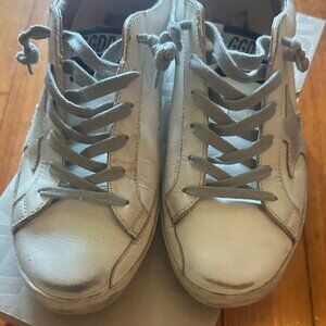 Golden Goose Superstar Low-Top Leather Sneakers w/ beige heel tab
